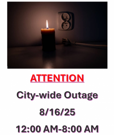 8-16-25 CITY WIDE OUTAGE 12:01 AM-8:00AM