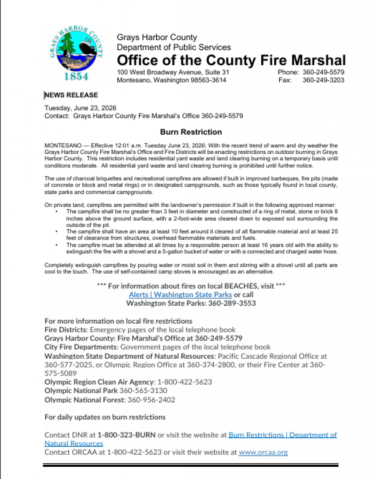 Burn Ban Restriction 2026 Burn Ban Restriction 2026