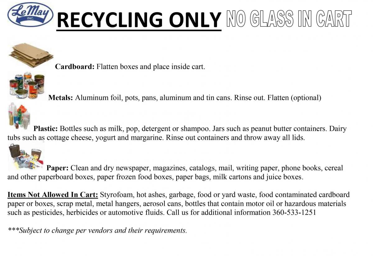 List of Allowed Recycling Items that is the same as the attached pdf file